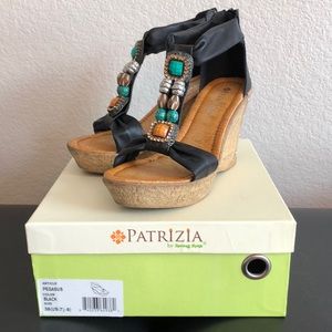 NIB wedge heels with zip back